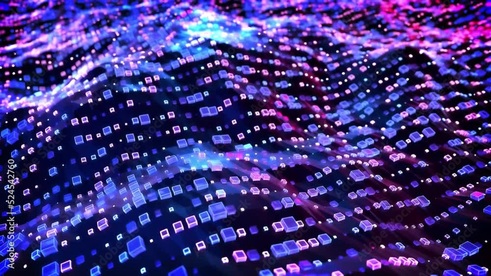 4k cube landscape background blue grid metaverse cyber