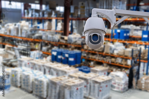 cctv concept of security and video surveillance. Video cameras in the warehouse of a security agency