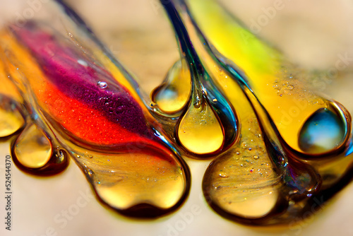 transparent colorful oil drops closeup abstract background, neural network generated art.