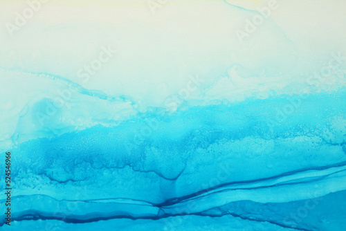 Art soft wave blue Abstract watercolor marble smoke blot painting. Color canvas texture horizontal background. Alcohol ink.