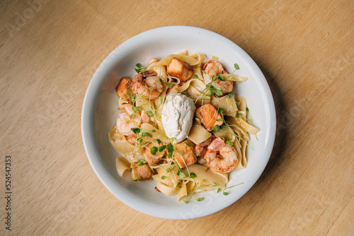 fried shrimp with pasta