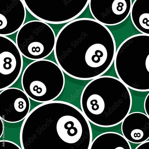 8 ball billiard pool snooker ball icon vector seamless pattern wallpaper digital paper design