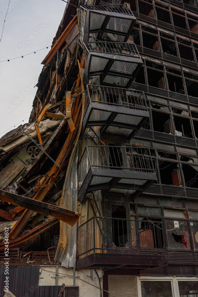 ruins of a building after fire, garage house dilapidated ruins, Bratislava, Slovakia, Europe