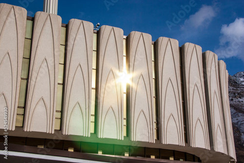 Provo Utah Temple with Reflected Sunburst