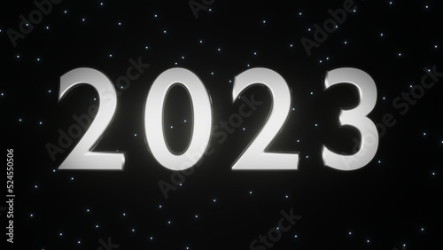 2023 new year metallic numbers, 3d render