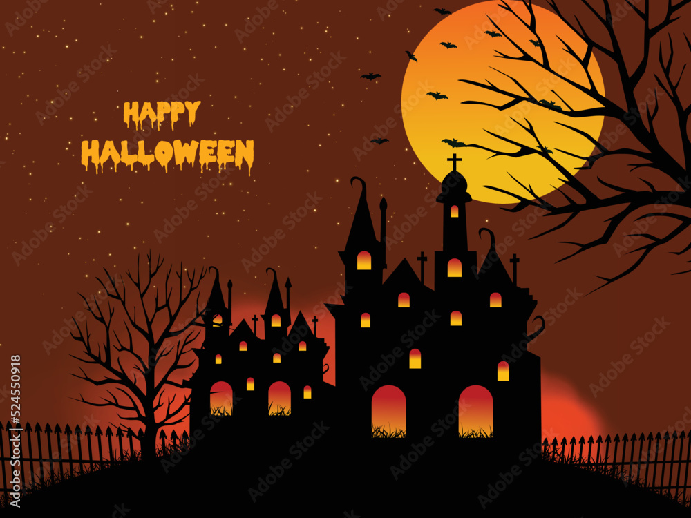 Halloween background with bats,moon and night background 17