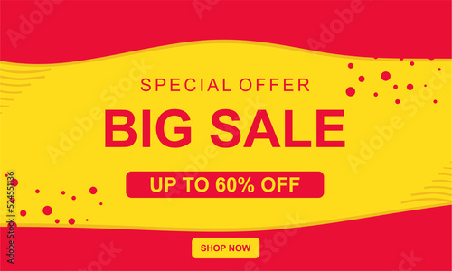 Big Sale Banner . Template Promotion and Poster. Up to 60% off. Vector Illustration