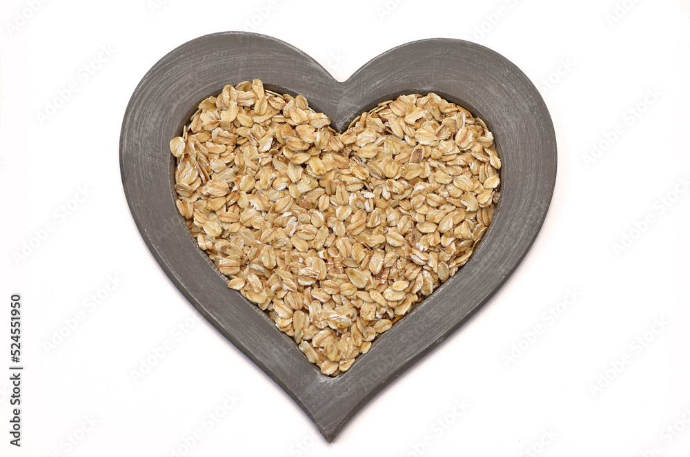 oatmeal in a heart-shaped frame close-up oatmeal in a heart-shaped frame close-up