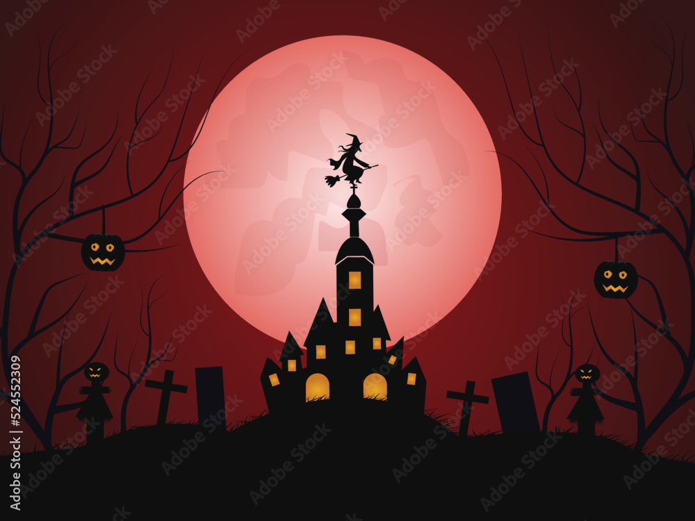 Happy halloween party invitation background with clouds and pumpkins 07