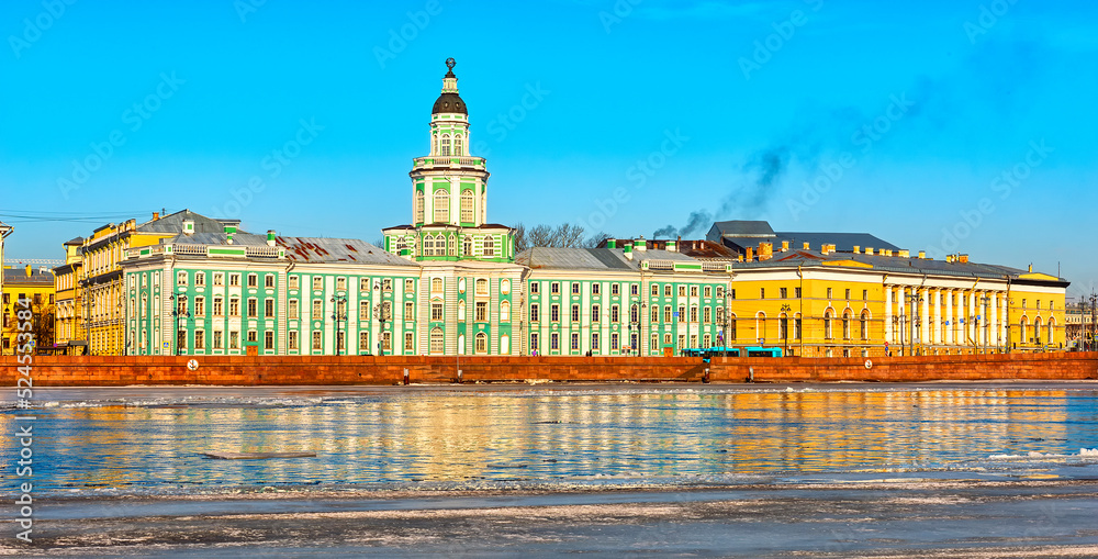 Saint Petersburg city landscape University embankment and the building of the Kunstkamera