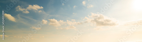 Dramatic view of the sky towards the sunset. panoramic sky background
