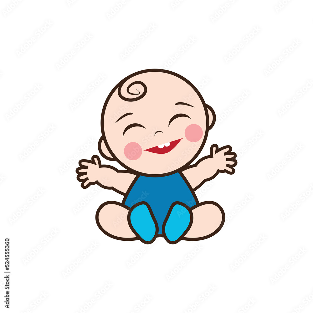 baby mascot, cute happy boy illustration vector, cartoon