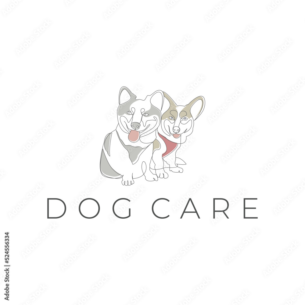 Line Art Dog Care Logo Design 2 Line Art Dog Care Logo Design 2