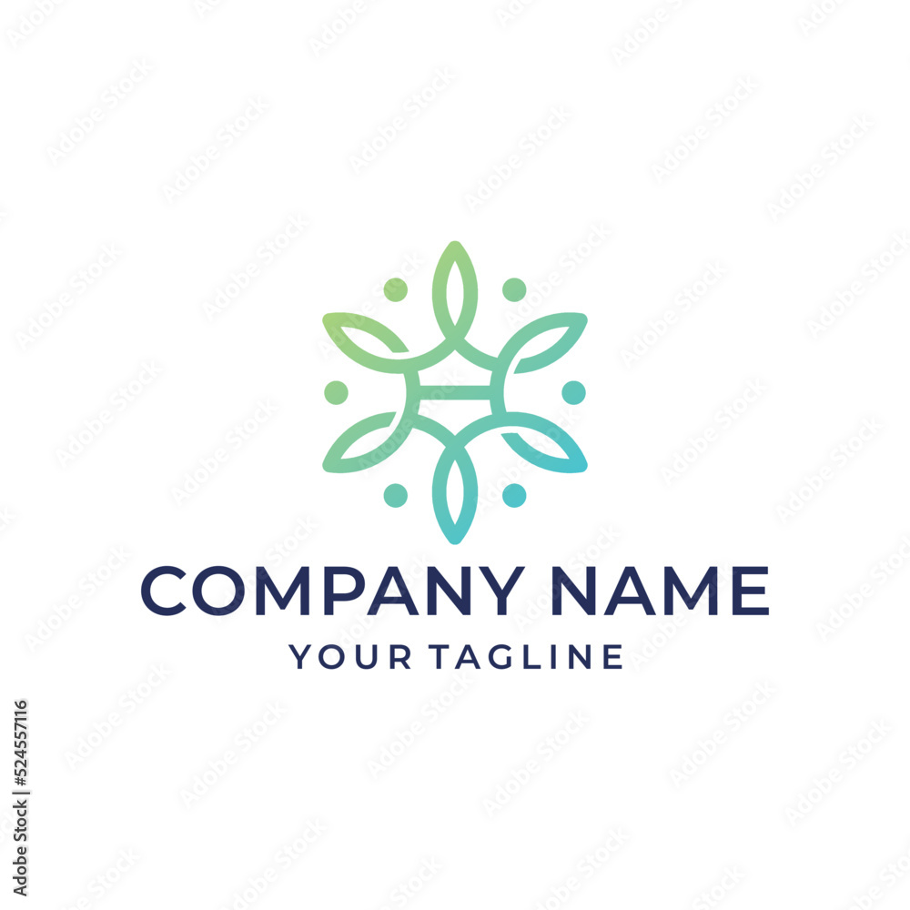 Obraz premium Modern Geometric Leaf Logo Design