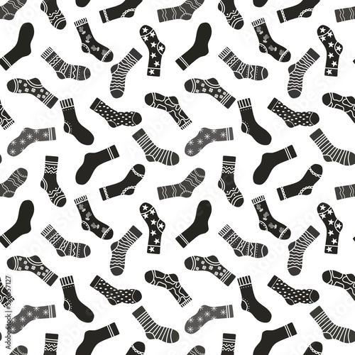Cartoon kids seamless winter socks pattern for wrapping and clothes print and accessories and Christmas gift box
