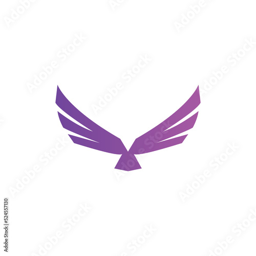 Flying Bird vector logo. Luxury bird, eagle, hawk, vector line logotype design.