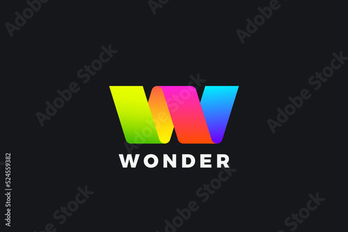 Letter W Logo Ribbon Design vector template. Monogram Logotype concept icon.