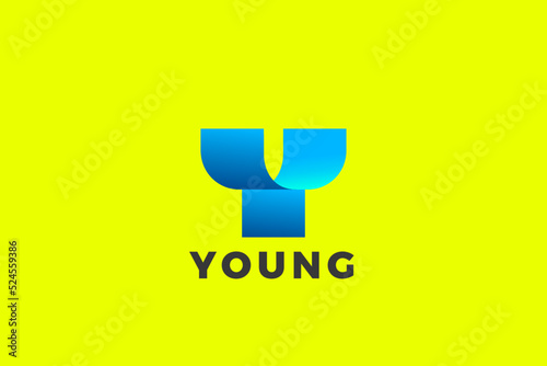 Letter Y Logo Ribbon Design vector template. Monogram Logotype concept icon.