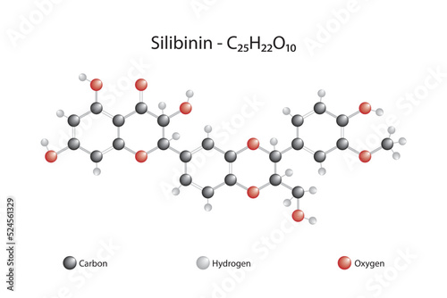 Molecular formula and chemical structure of silibinin photo