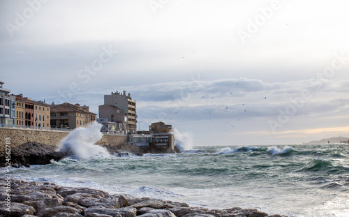 Quadro su tela bord de mer pendant la tempête sud de la france