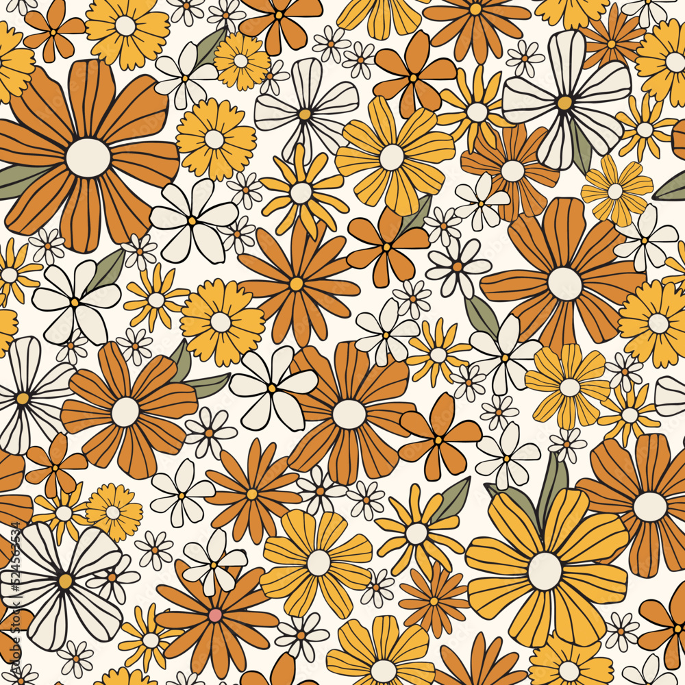 Hippie Groovy Flower Background By Mulew Art