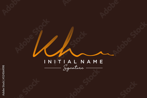 Initial KH signature logo template vector. Hand drawn Calligraphy lettering Vector illustration.