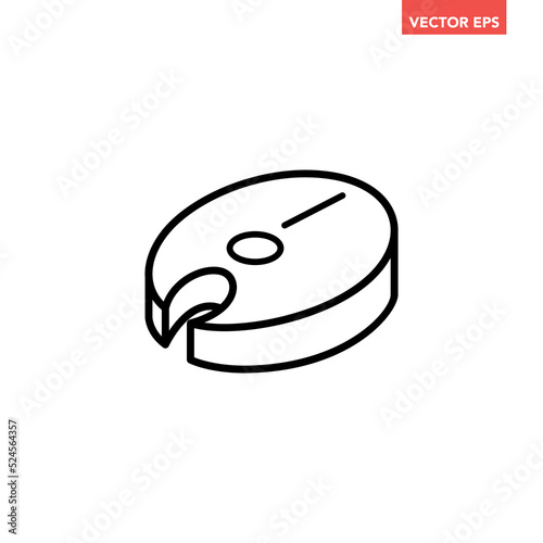 Black single fish steak line icon, simple fresh meat flat design pictogram, infographic vector for app logo web button ui ux interface elements isolated on white background