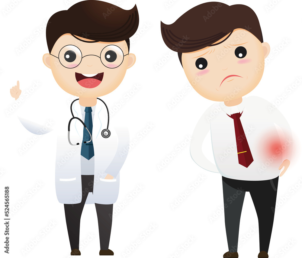 Doctor taking care of a sick business man with office syndrome
