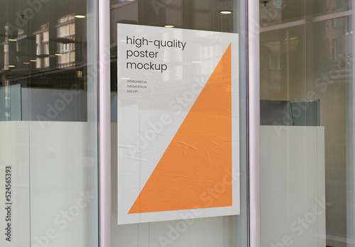 Street Glued Window Posters Mockup