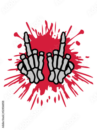 Farbklecks Mittelfinger Knochen Hände 