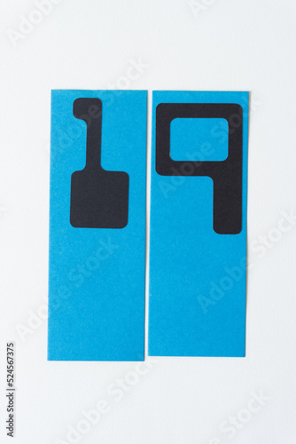 MICR font numbers 1 and 9 on blue and white paper photo