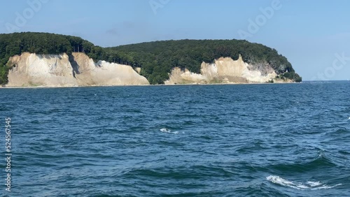 Jasmund National Park, Rugen Island in Germany, view of the cliffs from the ship, 4k video photo
