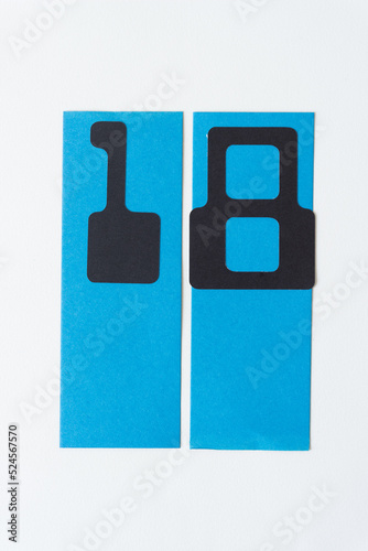 MICR font numbers 1 and 8 on blue photo