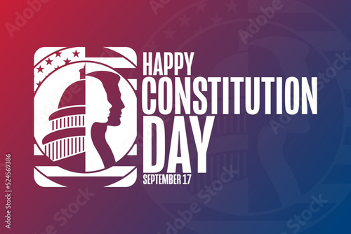 Happy Constitution Day and Citizenship Day. September 17. Holiday concept. Template for background, banner, card, poster with text inscription. Vector EPS10 illustration.