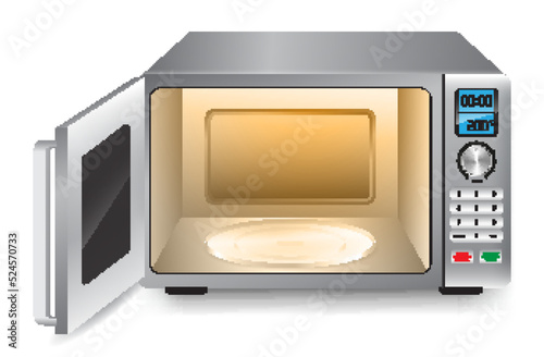 set of realistic microwave oven front view appliance or electric appliance kitchen or microwave oven with display digital. eps vector