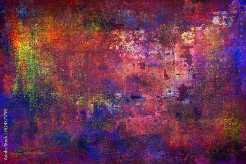 Art grunge texture background in red, purple, blue, green and pink colors