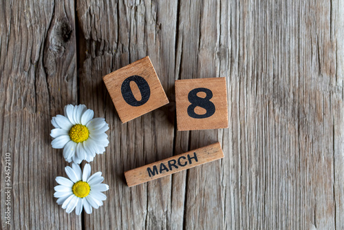 March 8, wooden calendar, i...