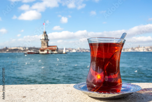 Maiden Tower (Kiz Kulesi) and Turkish tea
