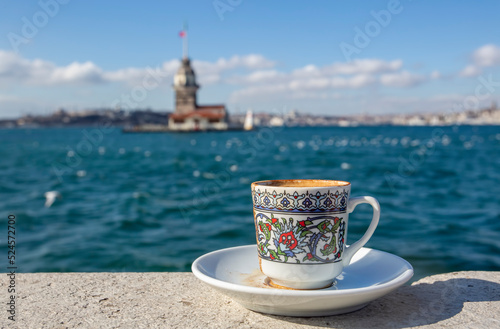 Photography Istanbul Maiden Tower (Kiz Kulesi) and Turkish coffee
