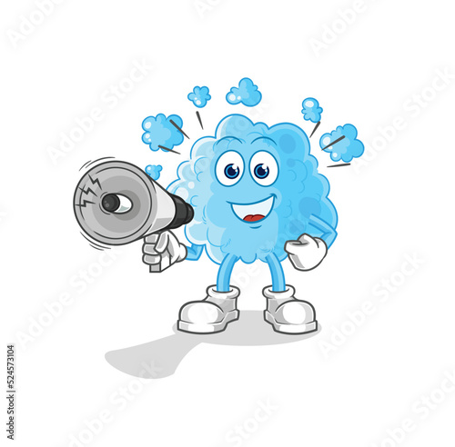 foam holding hand loudspeakers vector. cartoon character