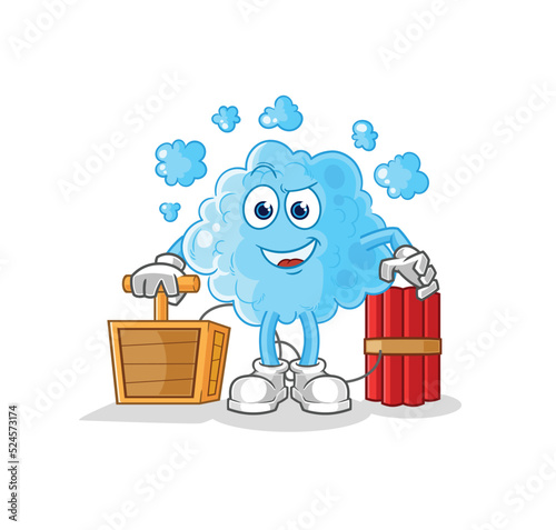 foam holding dynamite detonator. cartoon mascot vector