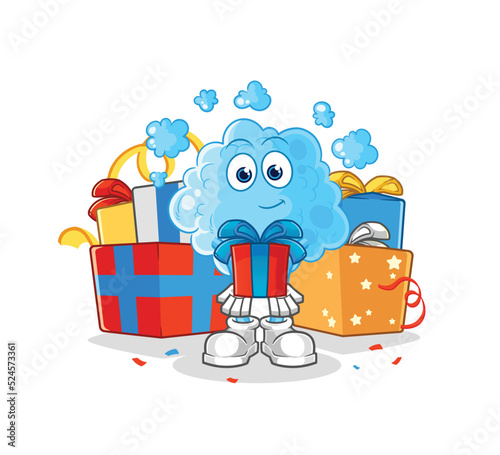 Wallpaper Mural foam give gifts mascot. cartoon vector Torontodigital.ca