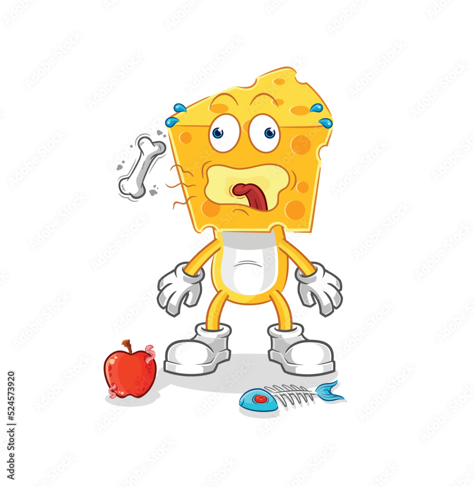 cheese head burp mascot. cartoon vector