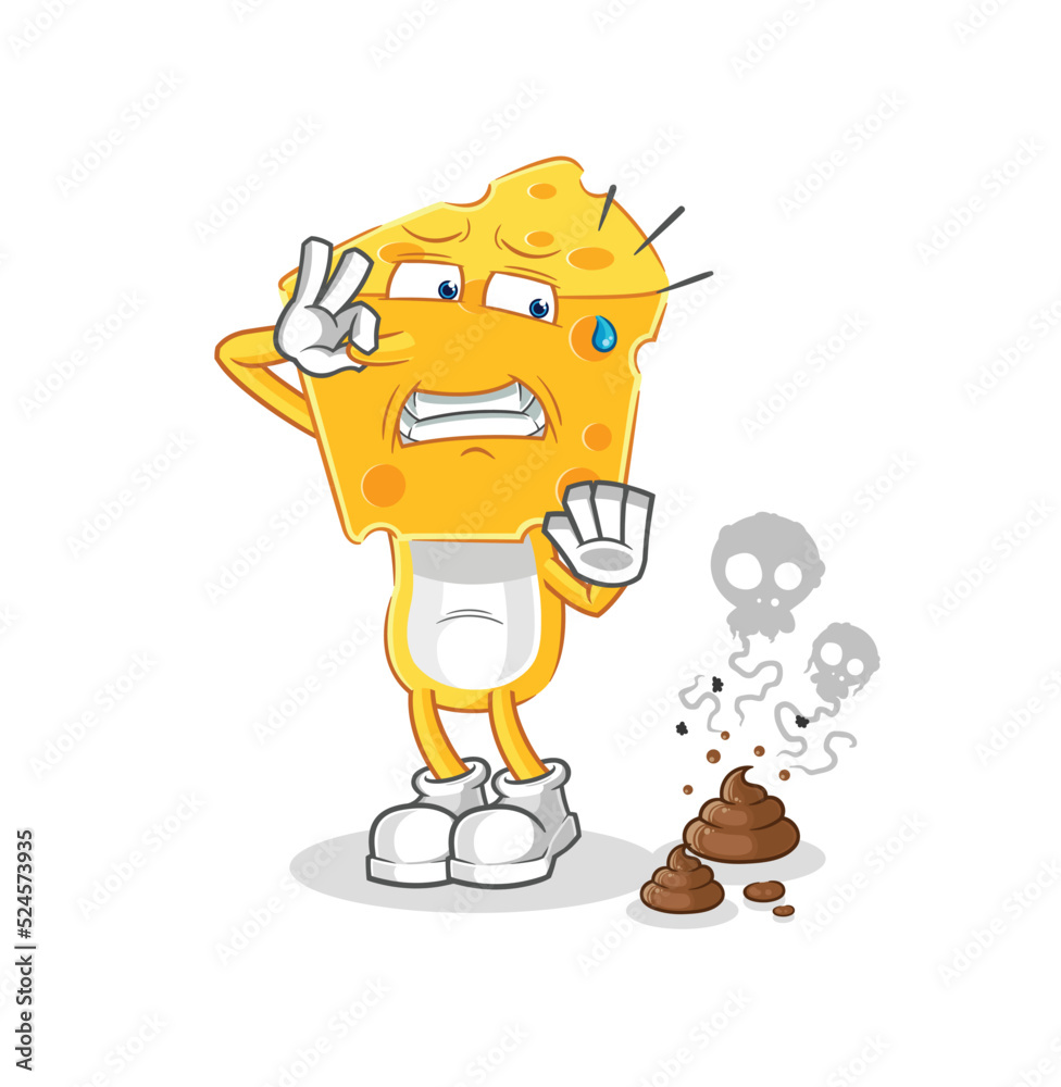 cheese head with stinky waste illustration. character vector