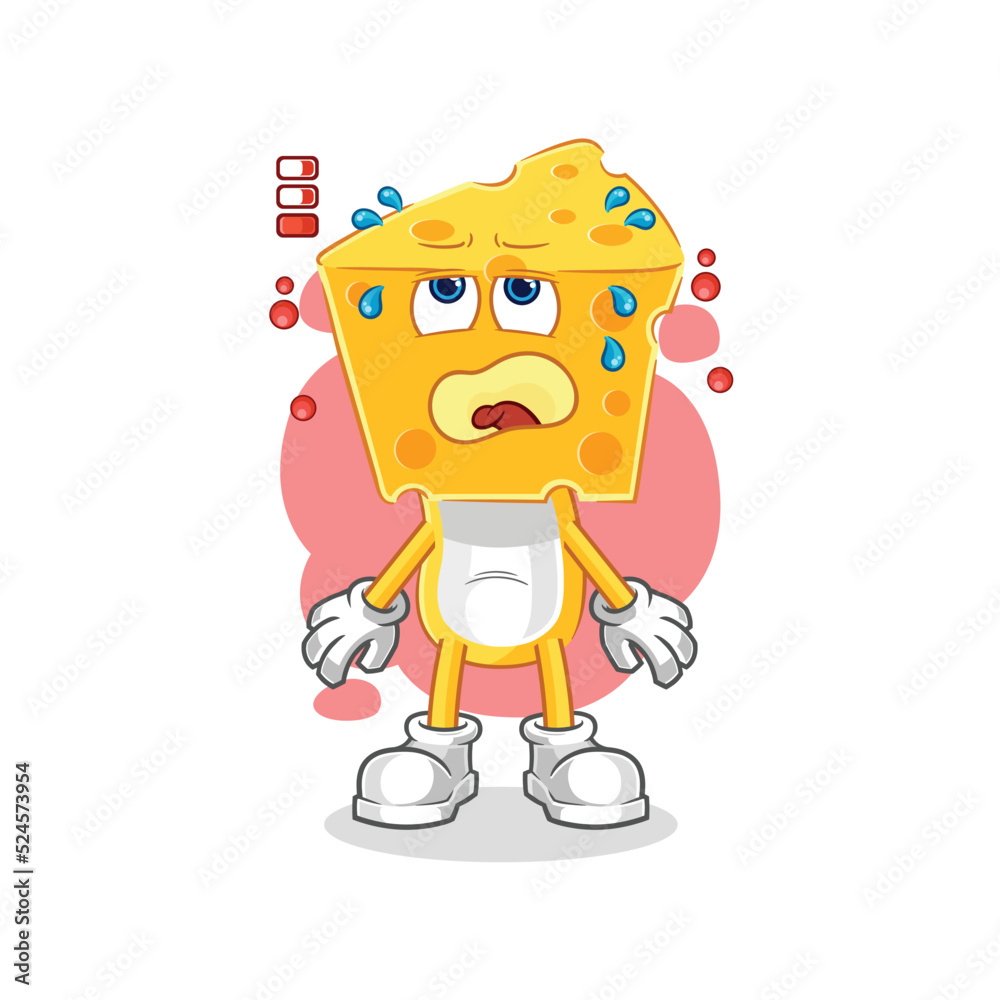 cheese head low battery mascot. cartoon vector