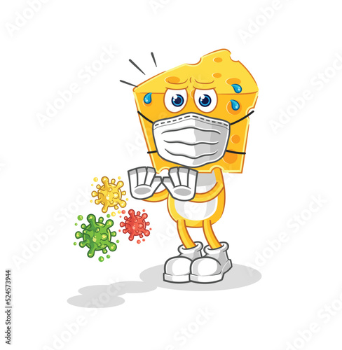 cheese head refuse viruses cartoon. cartoon mascot vector