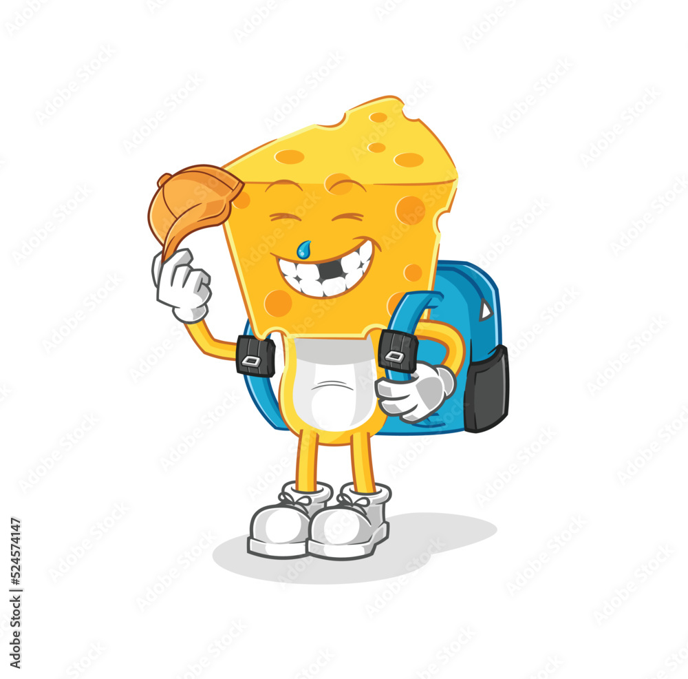 cheese head goes to school vector. cartoon character