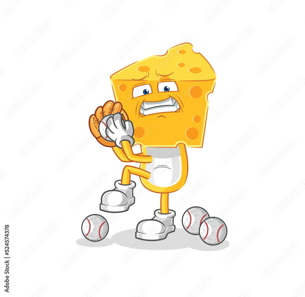 cheese head baseball pitcher cartoon. cartoon mascot vector