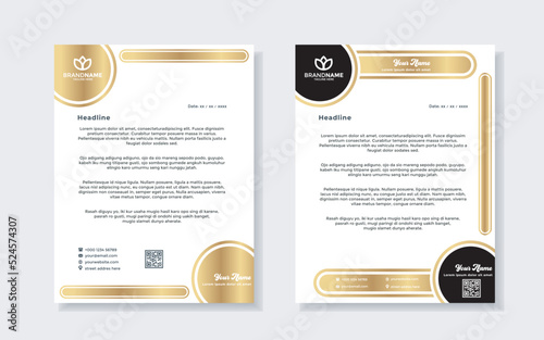Set of elegant letterhead design template for identity and company. A4 gold color