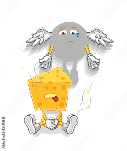 cheese head spirit leaves the body mascot. cartoon vector
